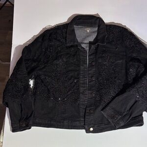 Reba Black Lace Jean Jacket